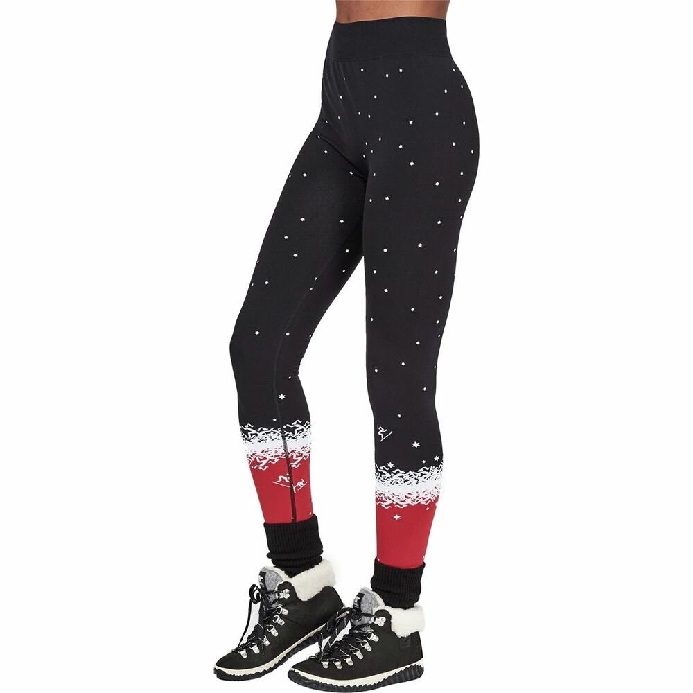 Sweaty Betty Fade Knit Ski Base Layer Leggings Bottoms Pants Skiing Black Red XS